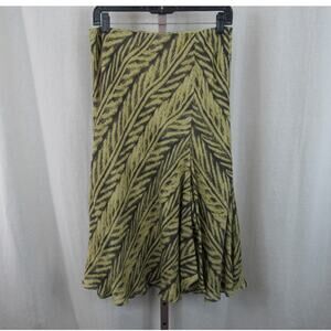 Lauren Ralph Lauren Silk Linen Midi Skirt Black Tan Midi Skirt VTG Ruffles